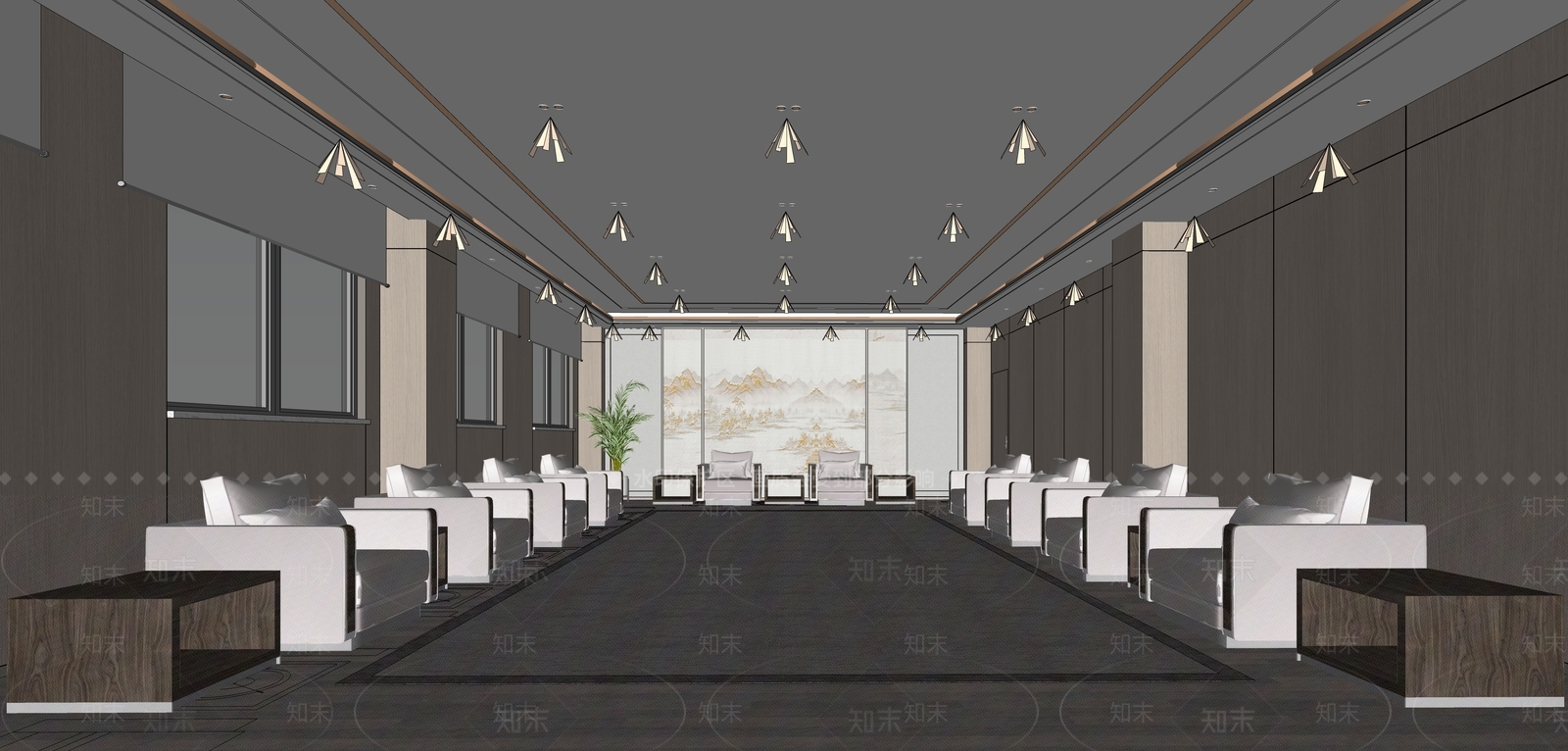 现代酒店大堂SU模型下载【ID:1215200335】