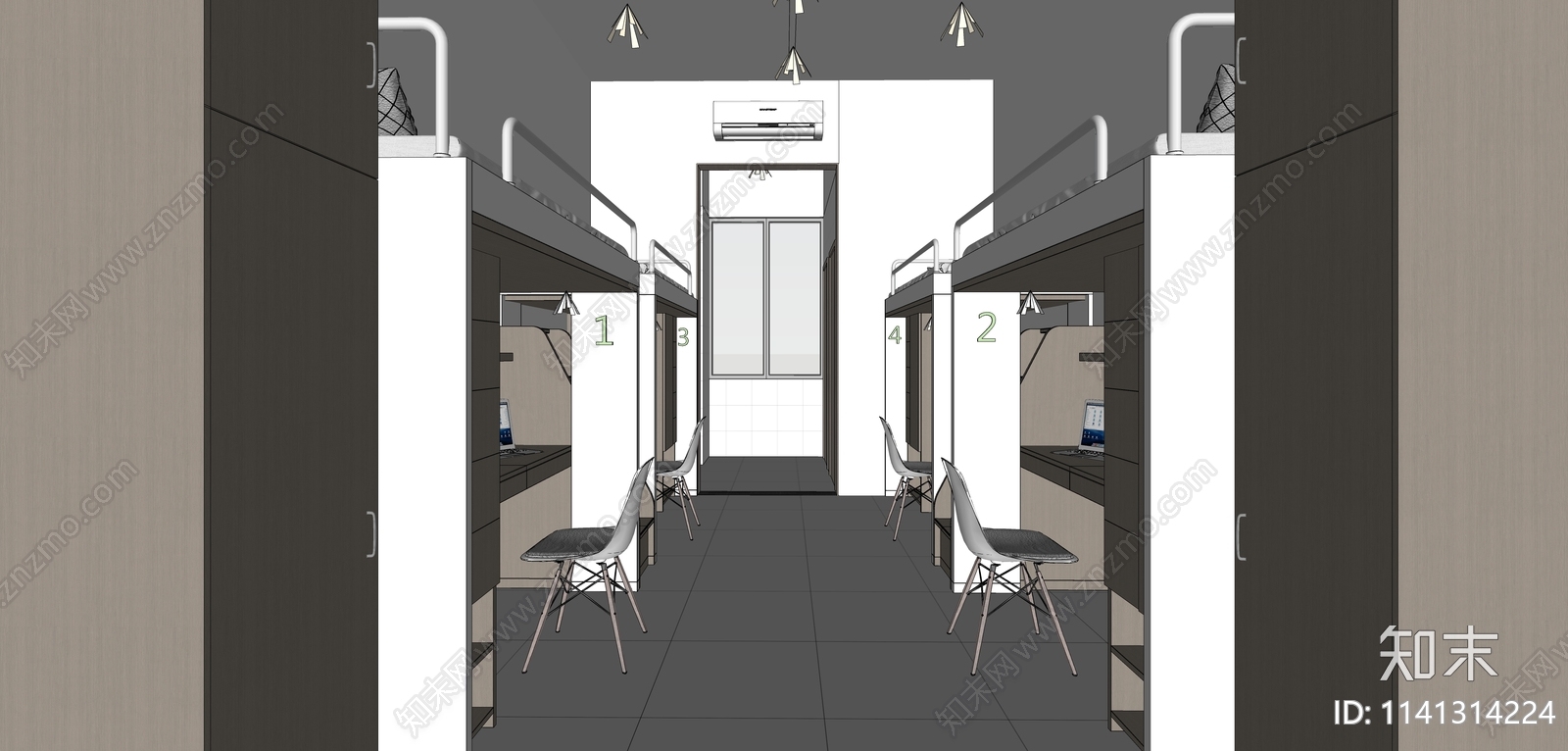 现代学校宿舍SU模型下载【ID:1141314224】