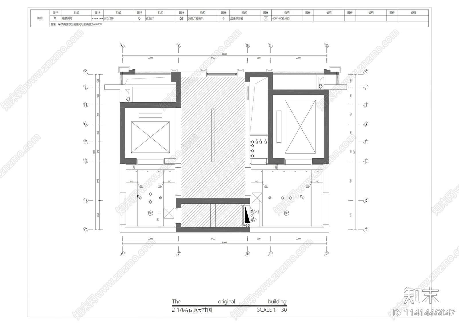 住宅公区大堂室内装修cad施工图下载【ID:1141446047】