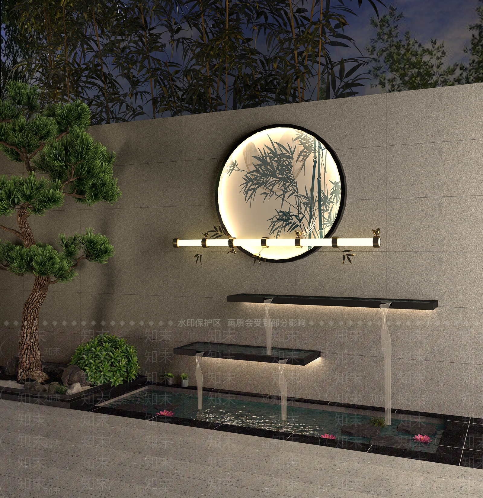 新中式假山水景3D模型下载【ID:1141319067】