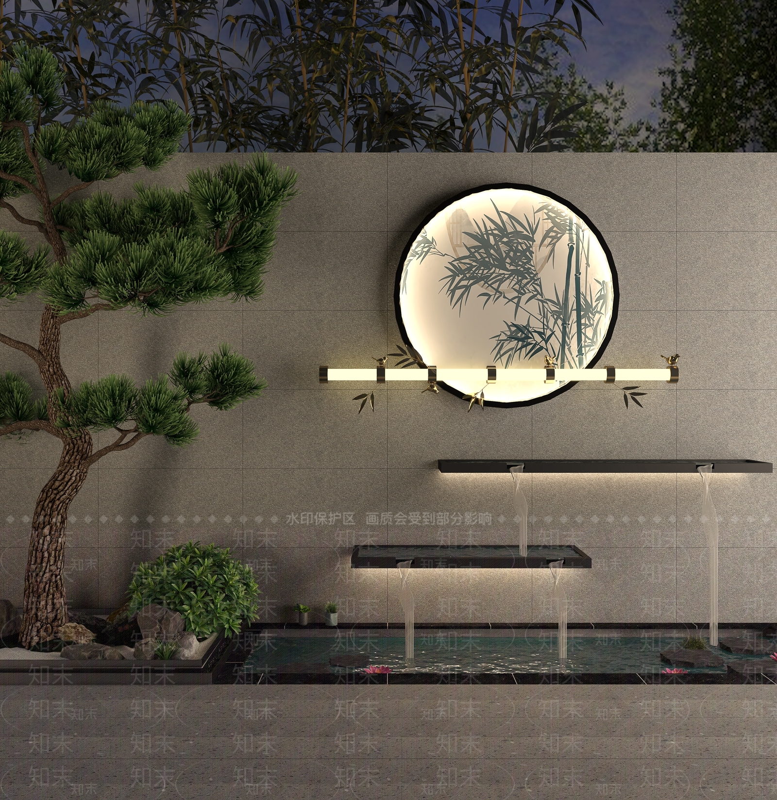 新中式假山水景3D模型下载【ID:1141319067】