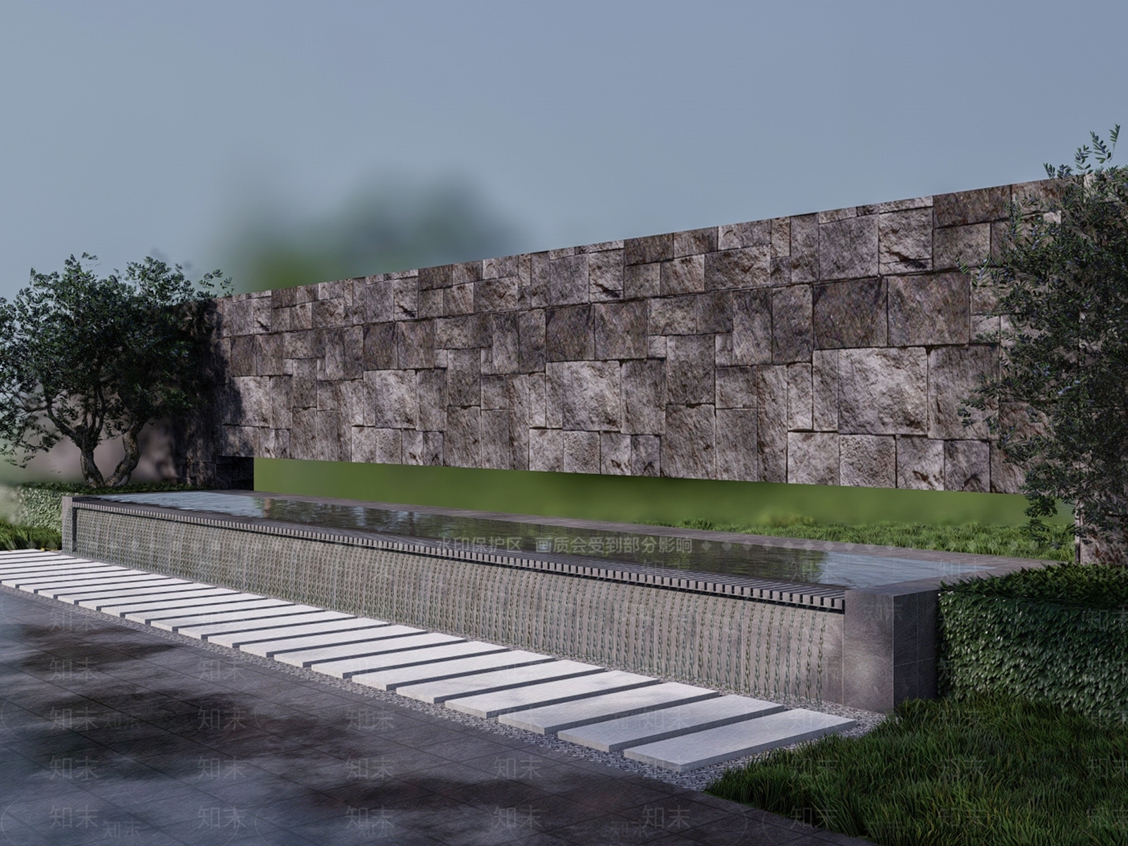 现代叠墅水景SU模型下载【ID:1141319976】