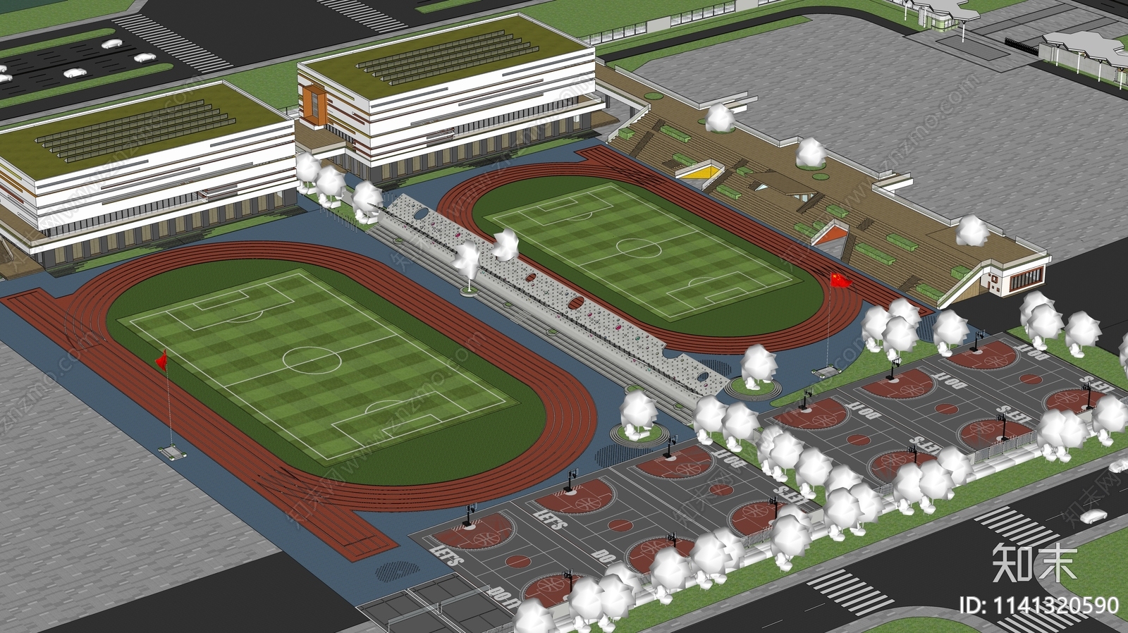 现代运动场足球场SU模型下载【ID:1141320590】