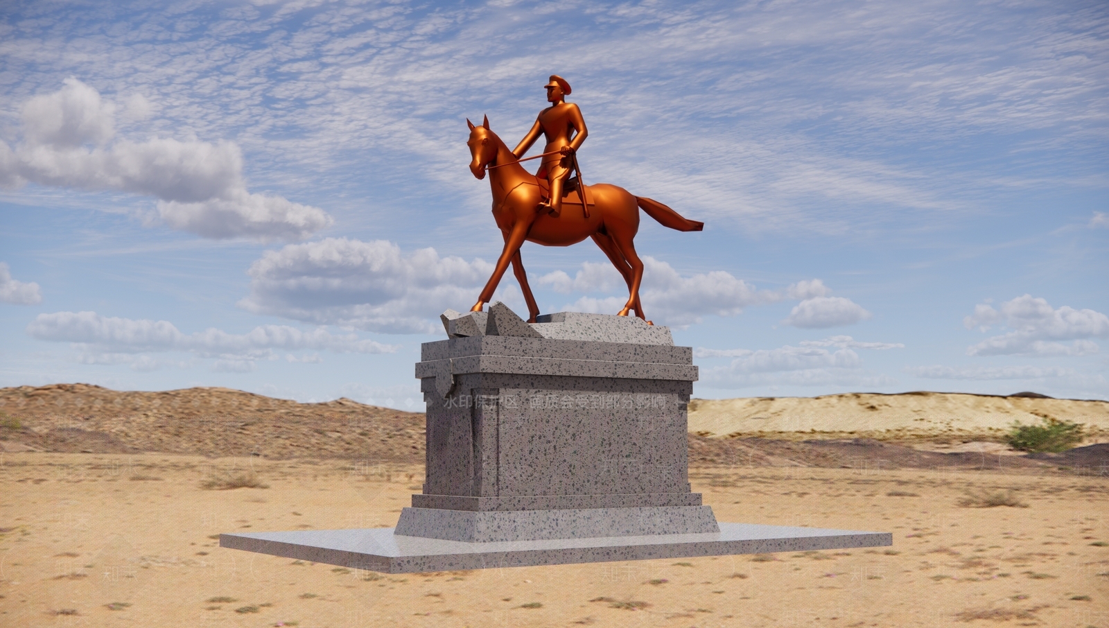 现代军人骑马雕塑小品SU模型下载【ID:1141323054】
