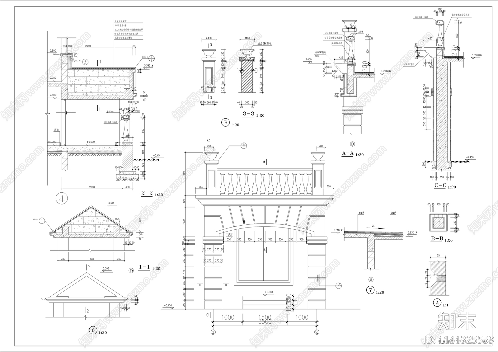 450平三层农村自建别墅建筑cad施工图下载【ID:1141325559】