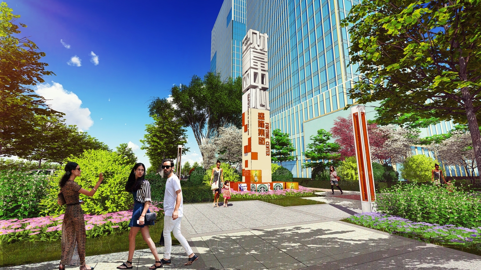 现代商业景观SU模型下载【ID:1141329616】_知末su模型网