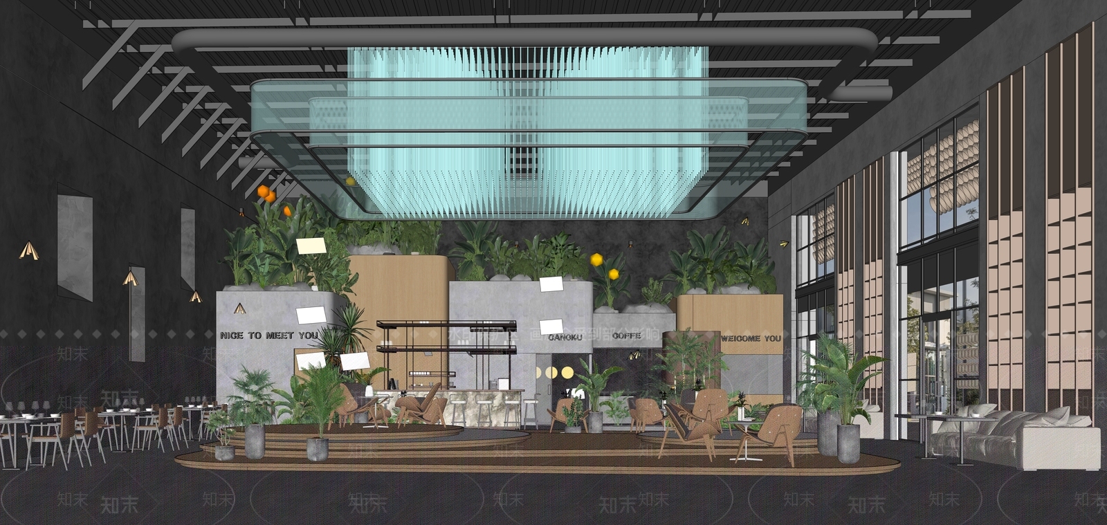 现代西餐厅SU模型下载【ID:1141337729】