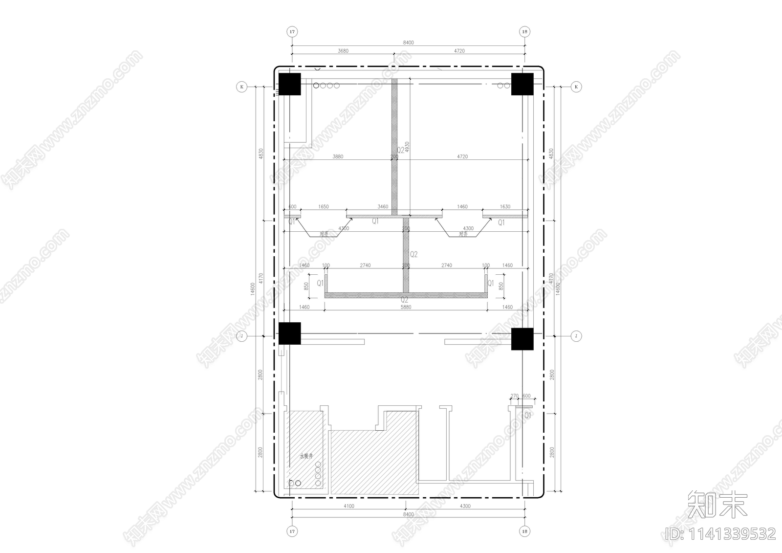 商场公共卫生间装修cad施工图下载【ID:1141339532】