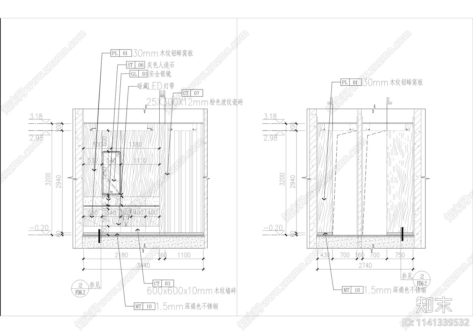 商场公共卫生间装修cad施工图下载【ID:1141339532】