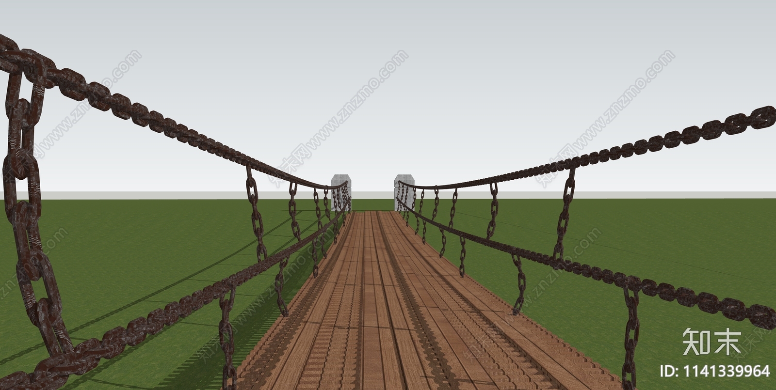 现代铁索桥SU模型下载【ID:1141339964】