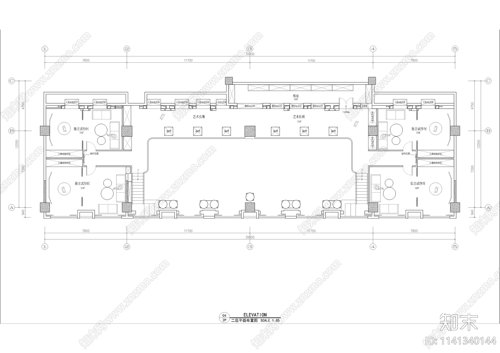 乐山婚纱店室内装修全套cad施工图下载【ID:1141340144】