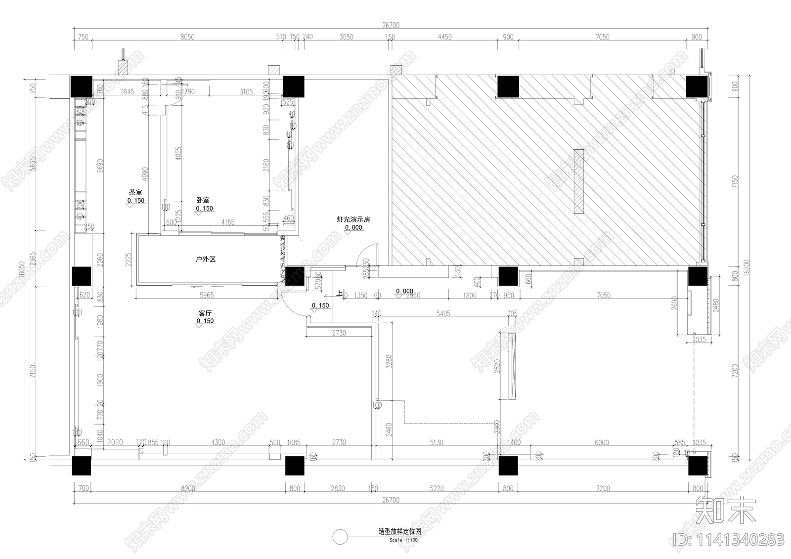 家居展厅室内装修施工图下载【ID:1141340283】