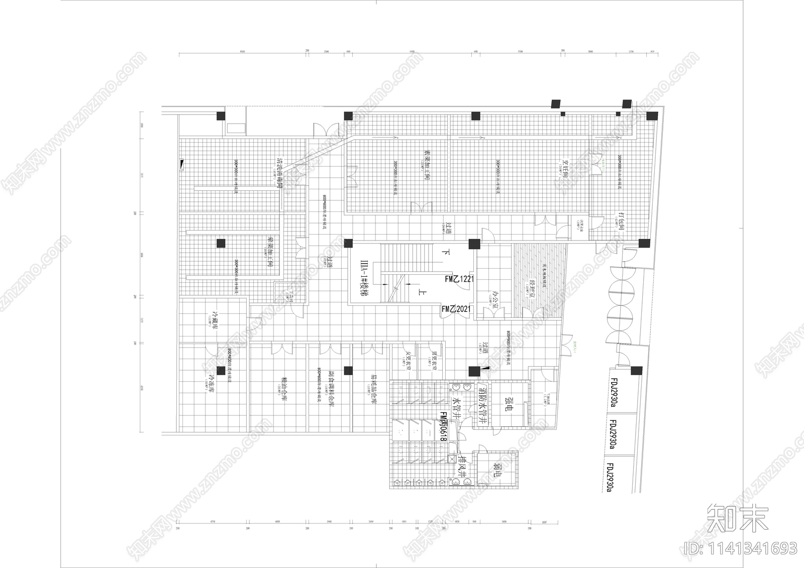 餐饮中央厨房装修cad施工图下载【ID:1141341693】