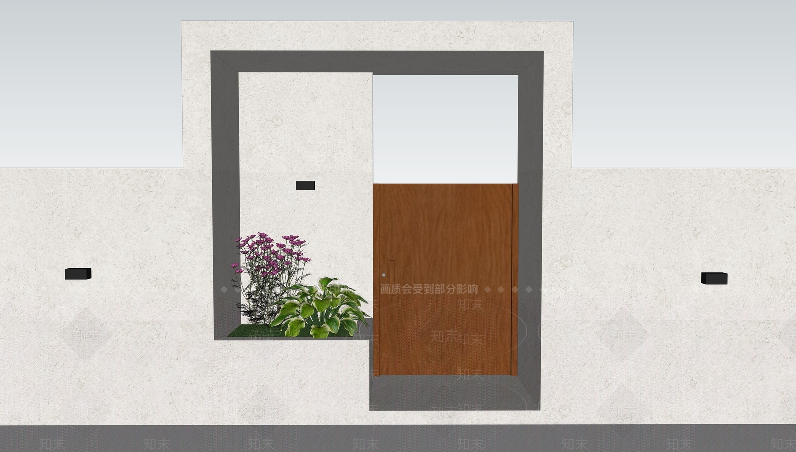 现代庭院门SU模型下载【ID:1141343243】