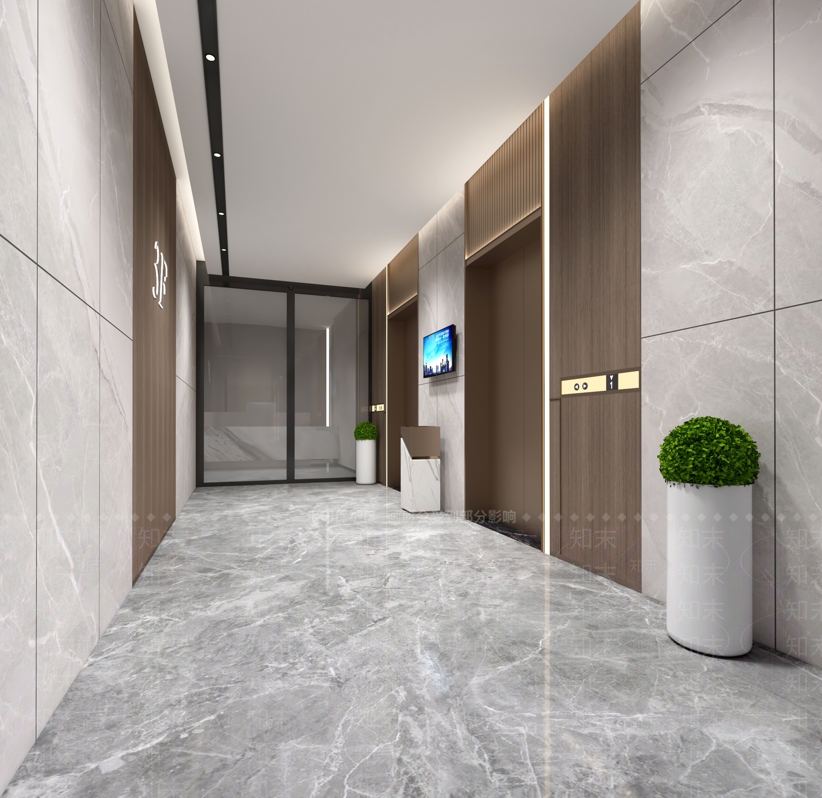 现代电梯厅3D模型下载【ID:1141344954】