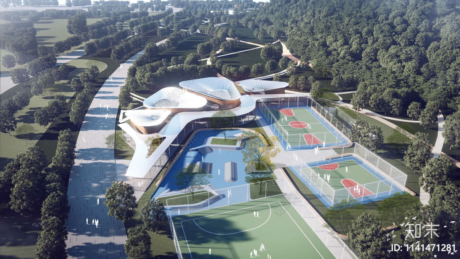 现代公园配套建筑施工图下载【ID:1141471281】