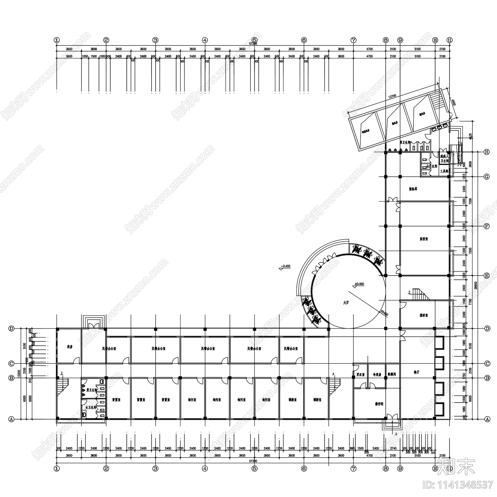 公安局派出所交警队法庭建筑cad施工图下载【ID:1141348537】