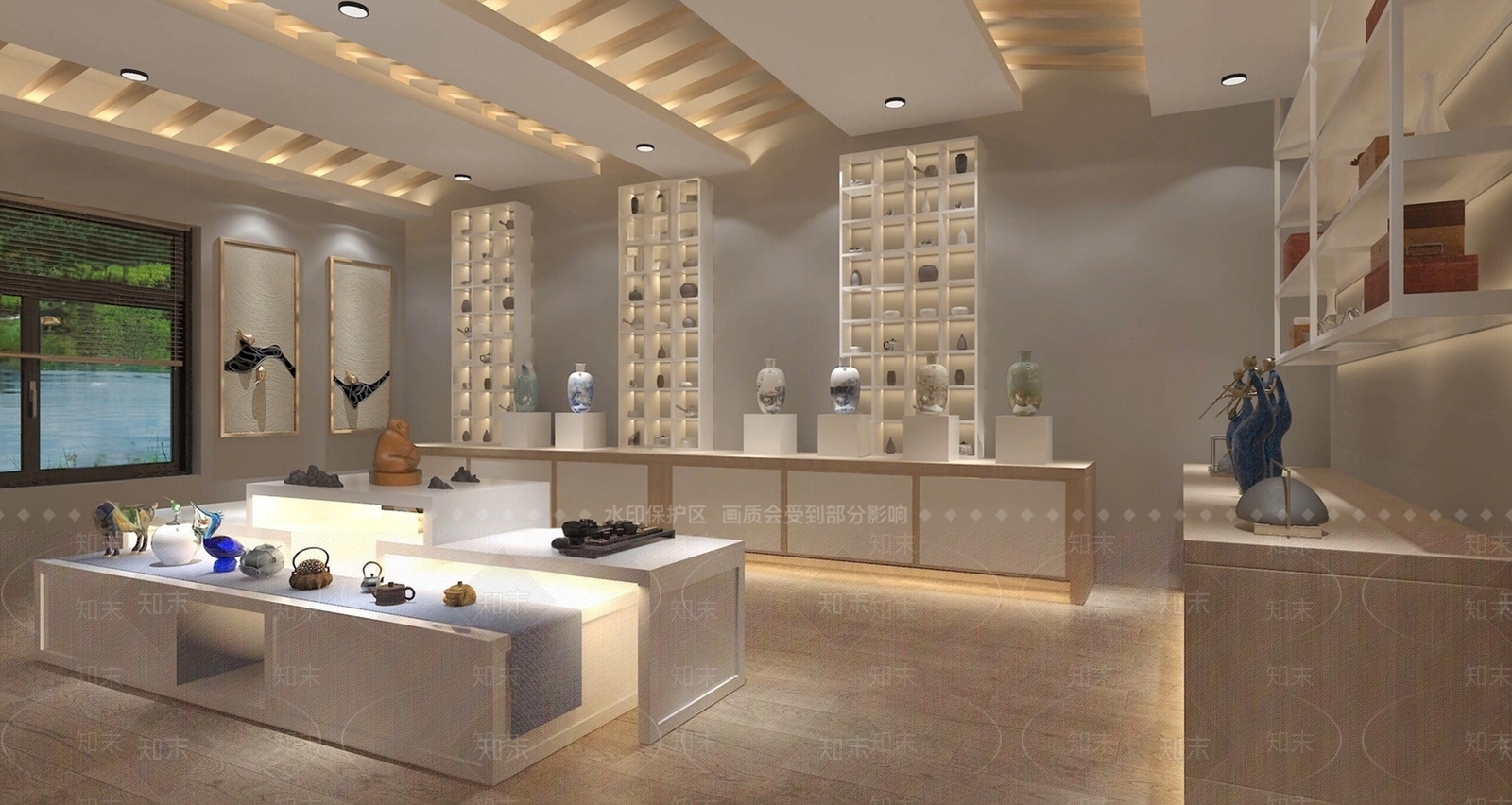 现代陶瓷展厅SU模型下载【ID:1141348609】