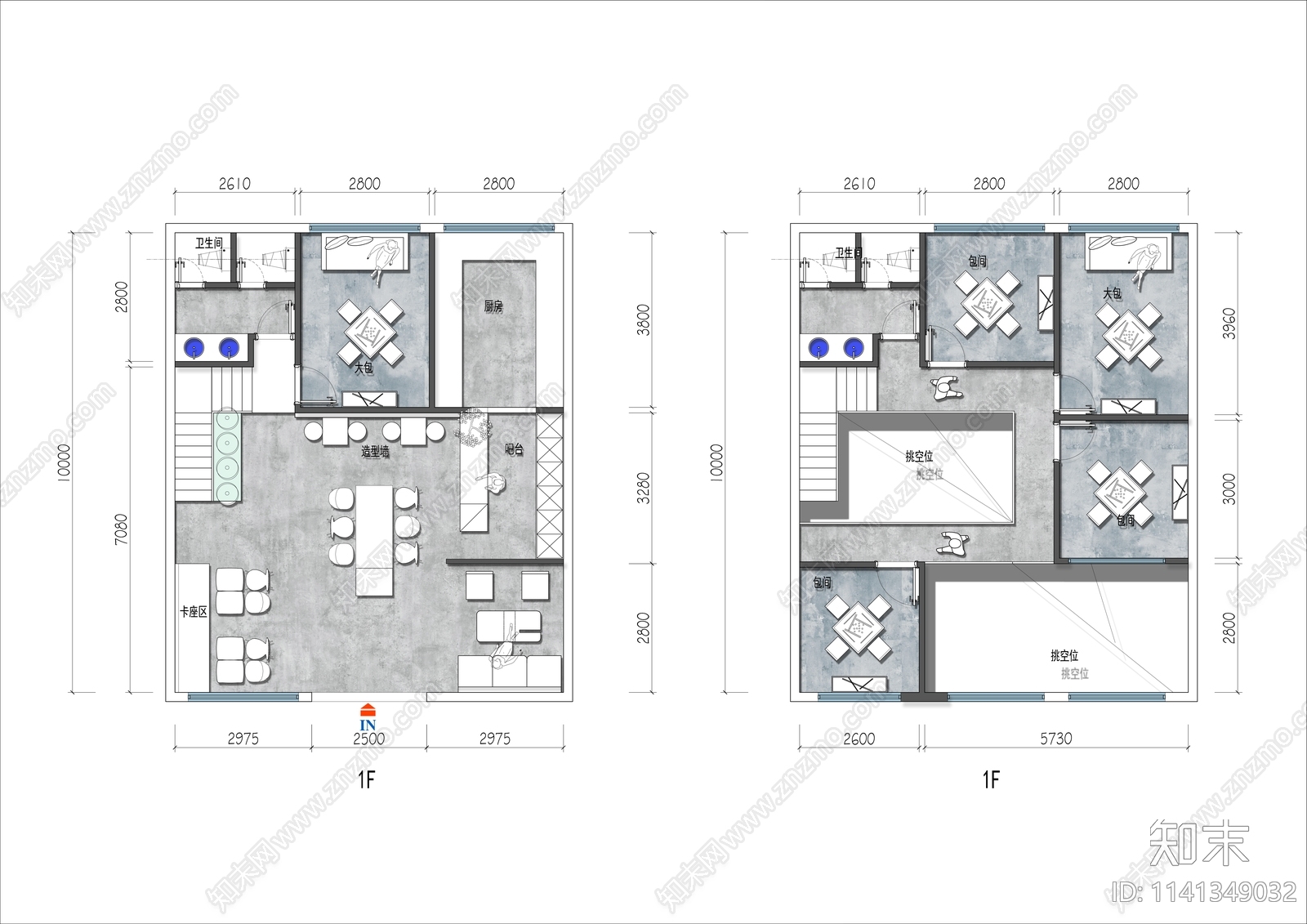 120㎡小型茶楼棋牌室平面布置图施工图下载【ID:1141349032】