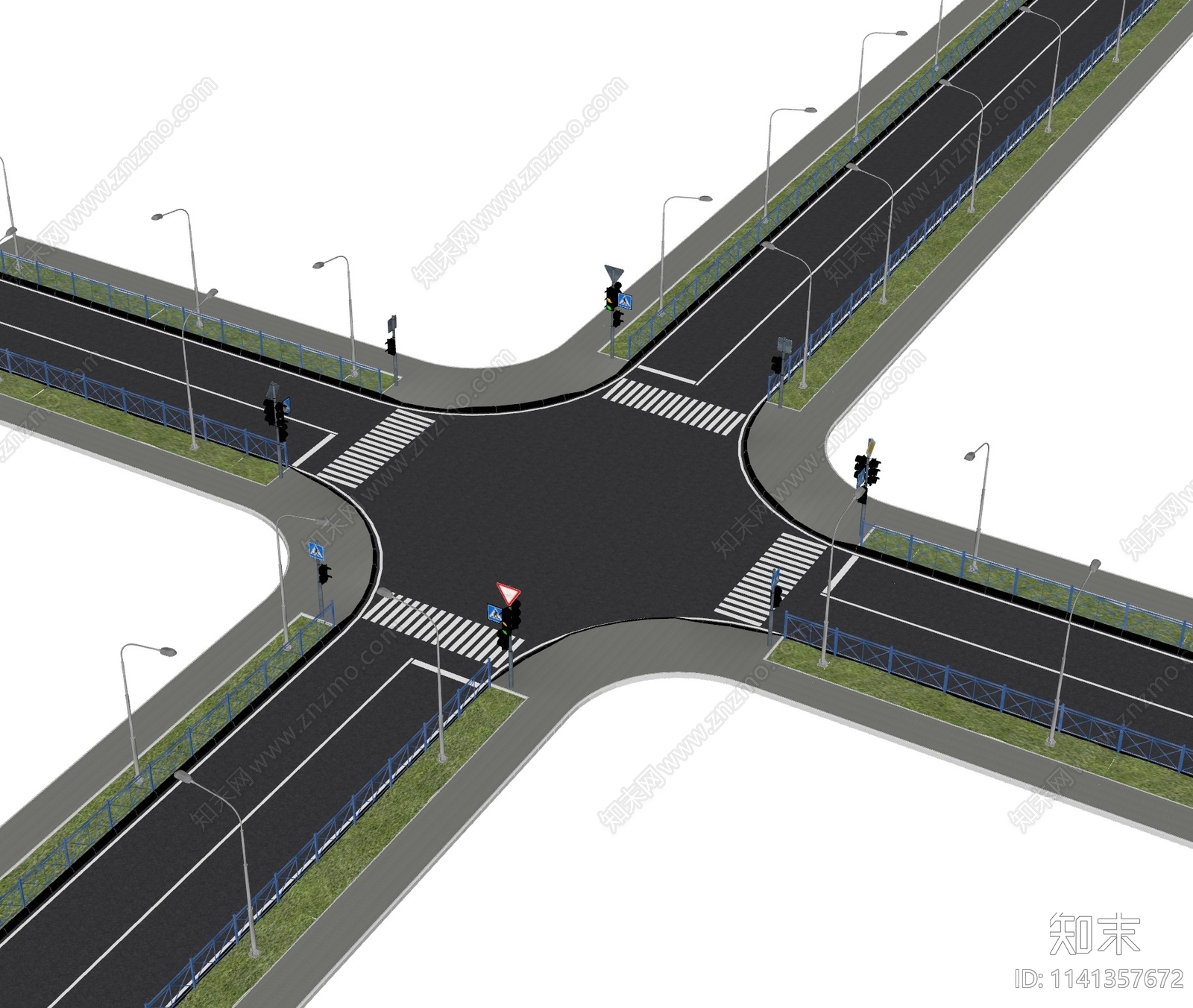 现代道路路灯SU模型下载【ID:1141357672】