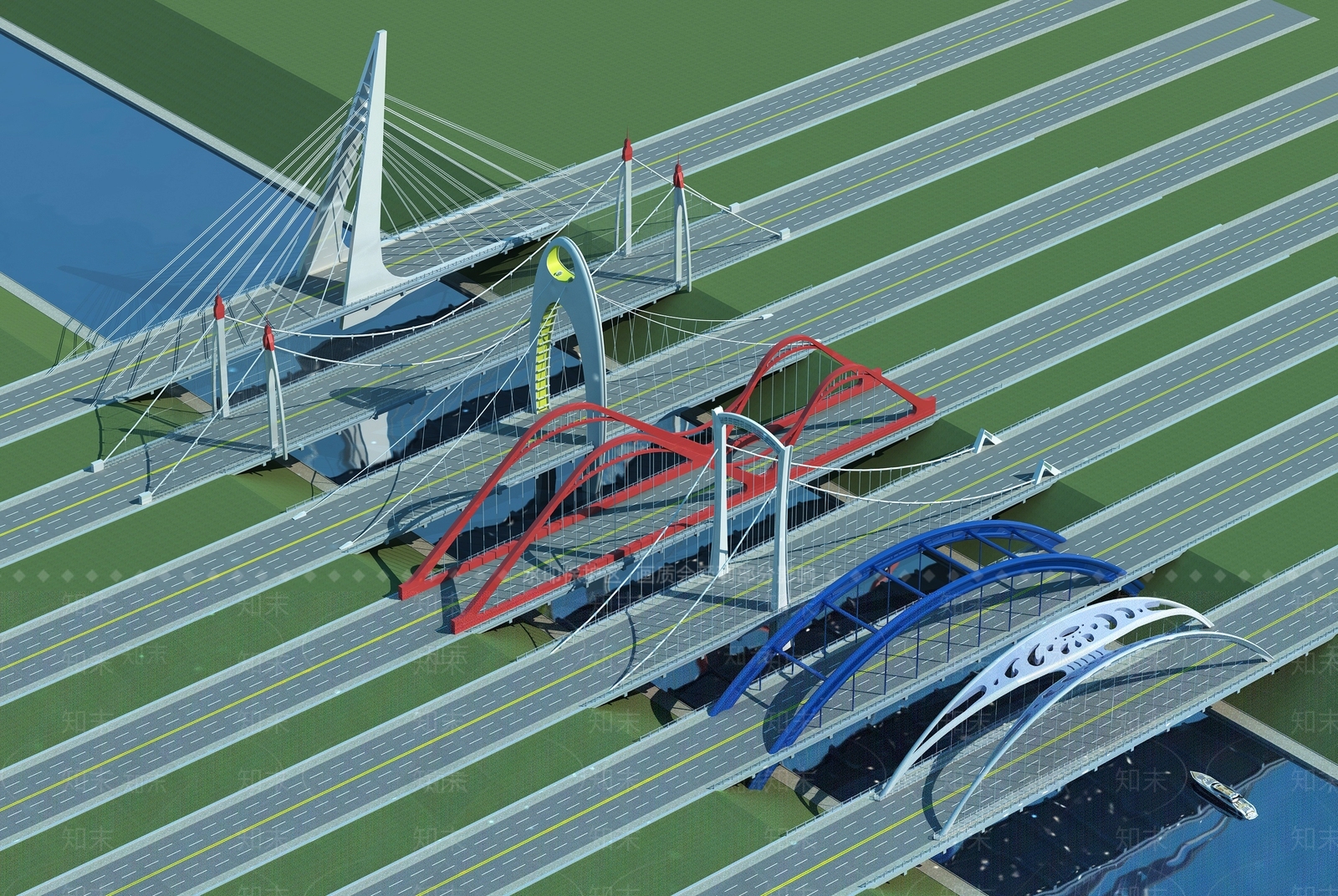 现代大桥SU模型下载【ID:1141358103】