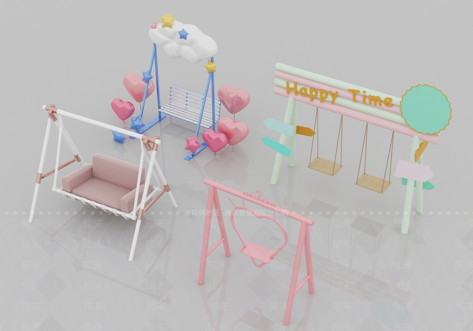 现代儿童秋千椅3D模型下载【ID:1141361367】