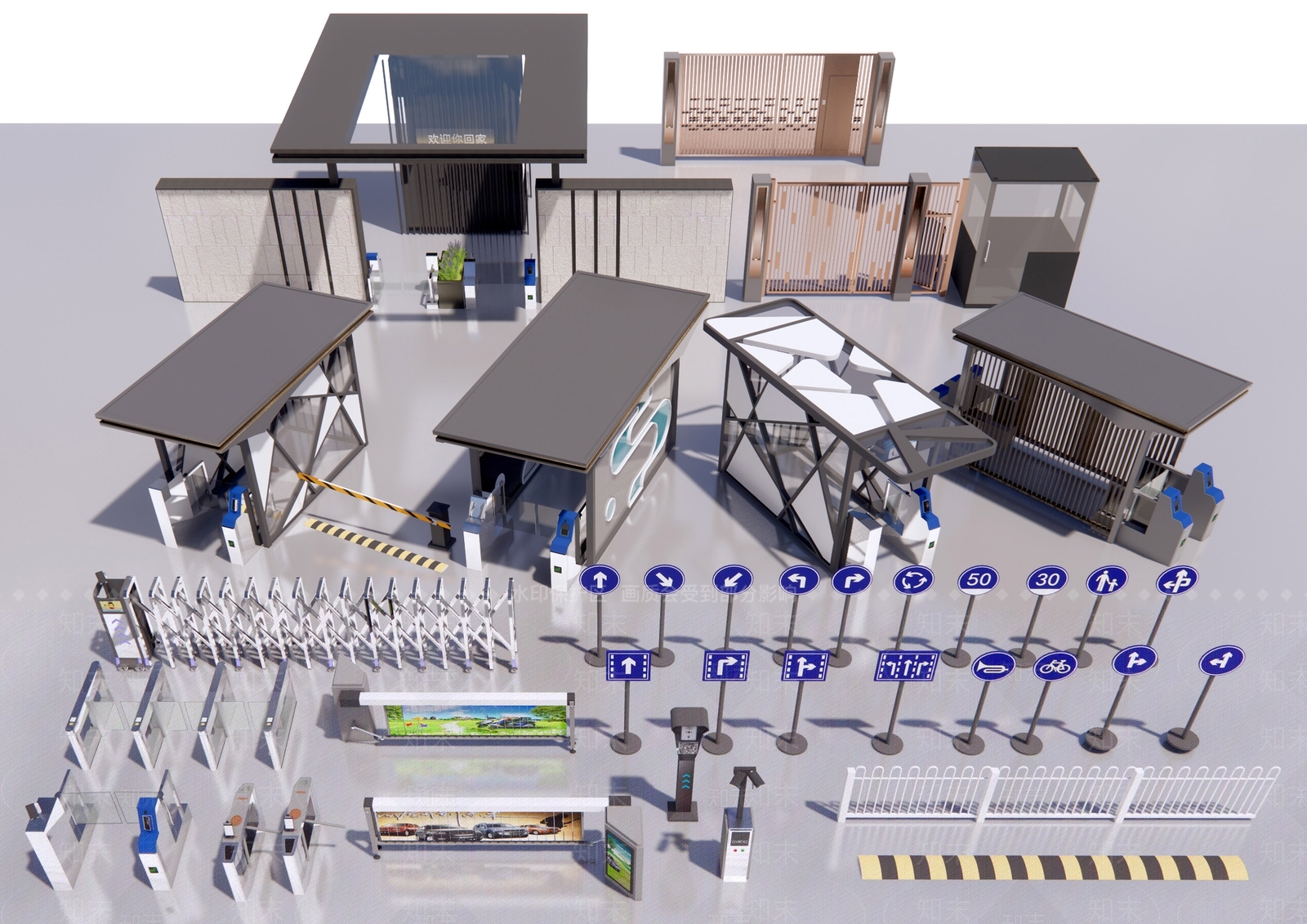摆闸SU模型下载【ID:1141362730】