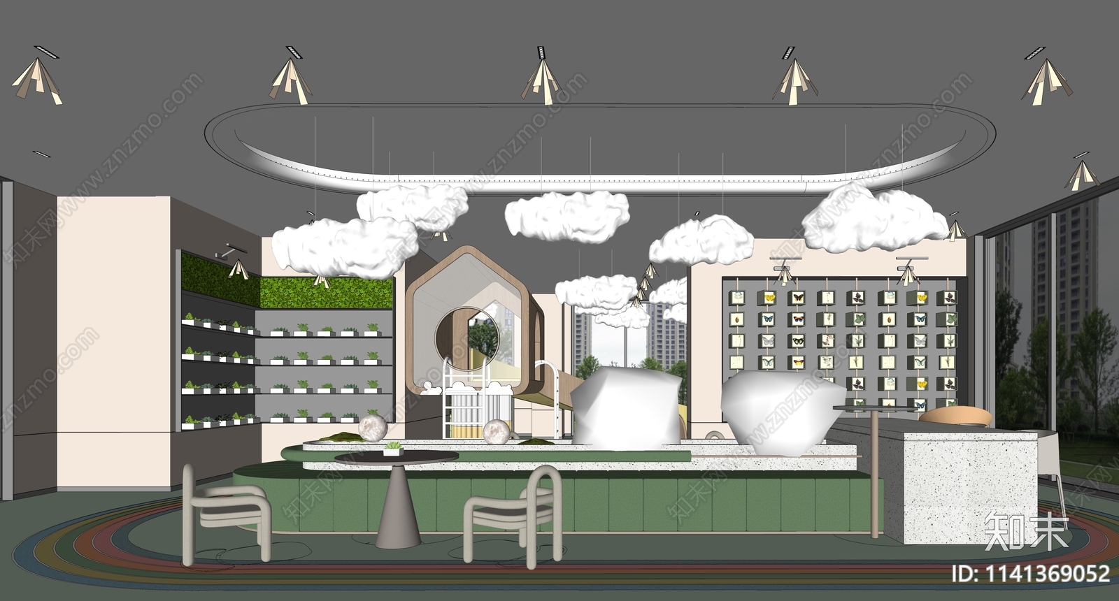 现代架空层儿童活动区SU模型下载【ID:1141369052】