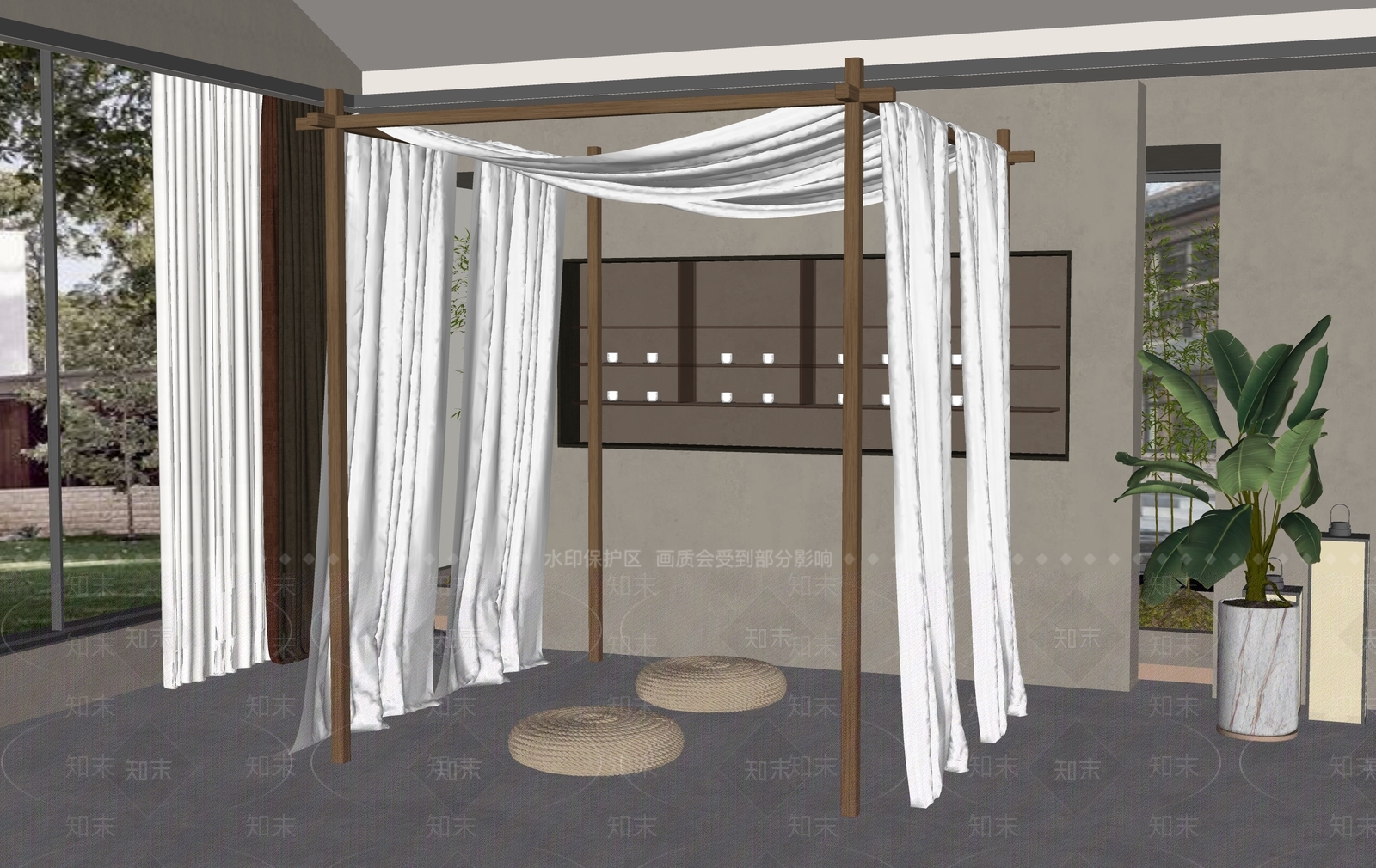 新中式打坐室SU模型下载【ID:1141371147】