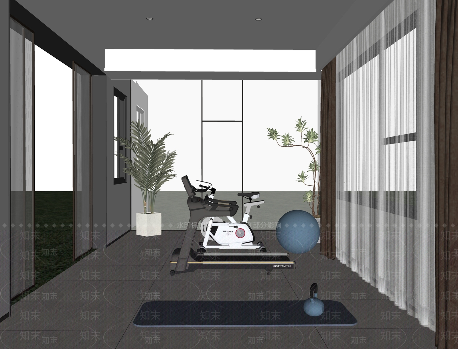 现代健身房SU模型下载【ID:1141371218】