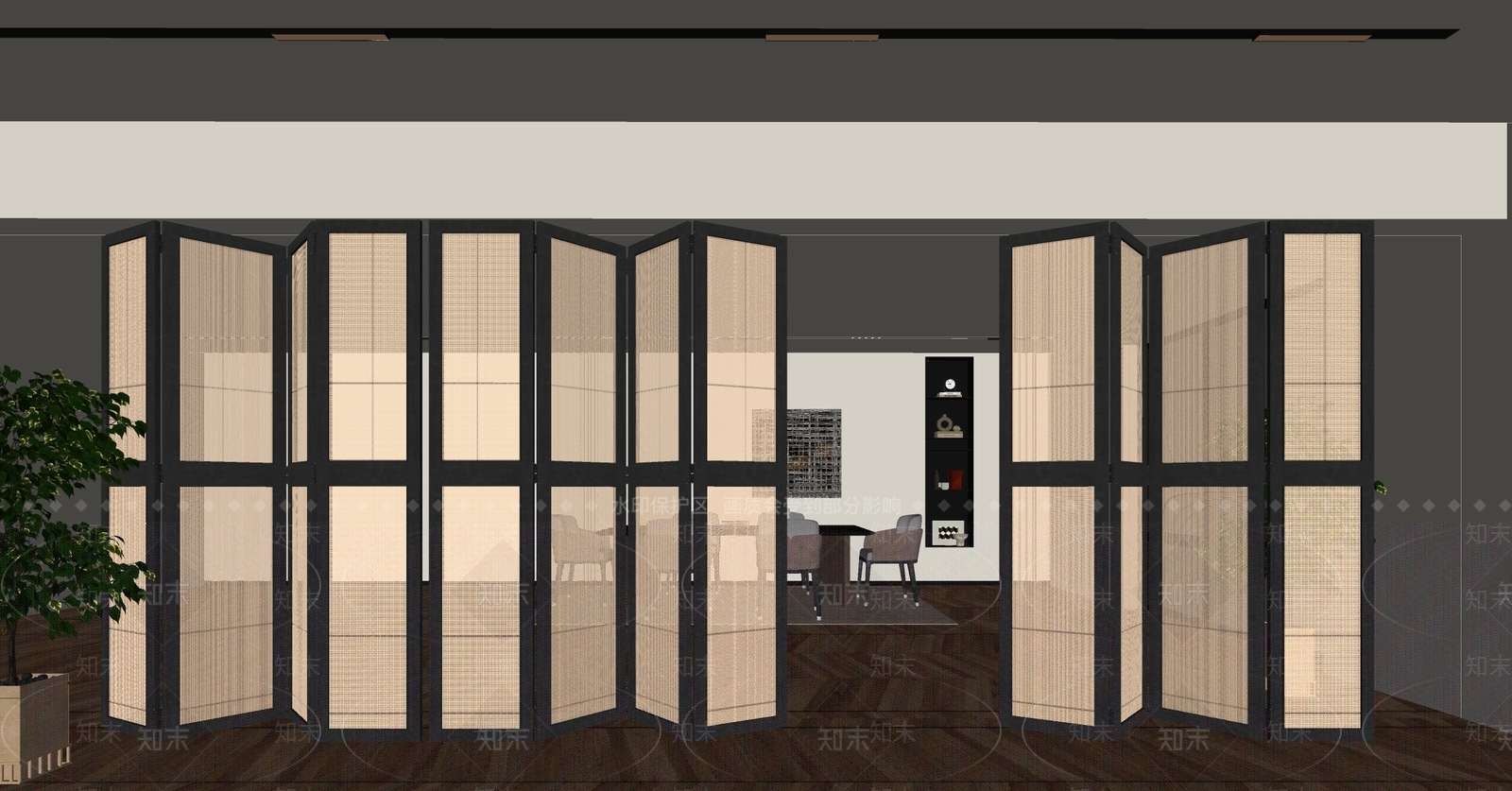 侘寂折叠门SU模型下载【ID:1141373057】
