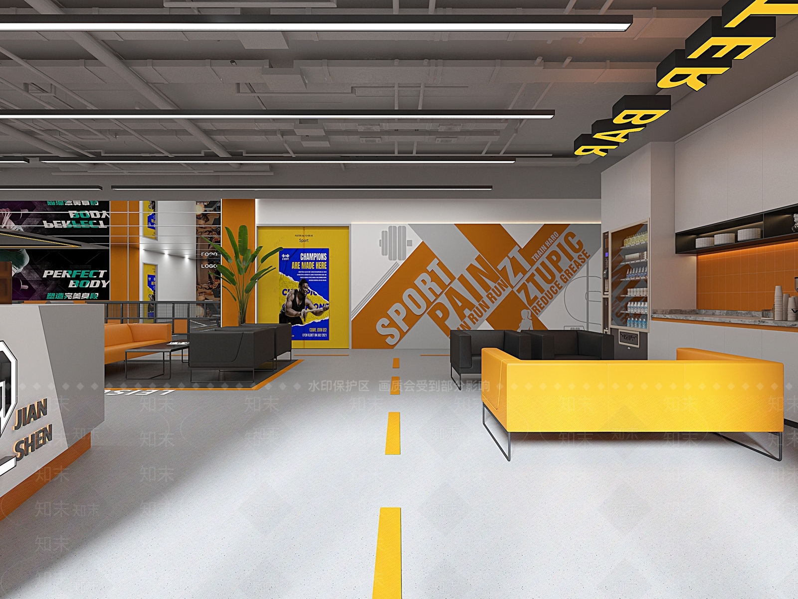 健身房私教区大厅3D模型下载【ID:1143310557】