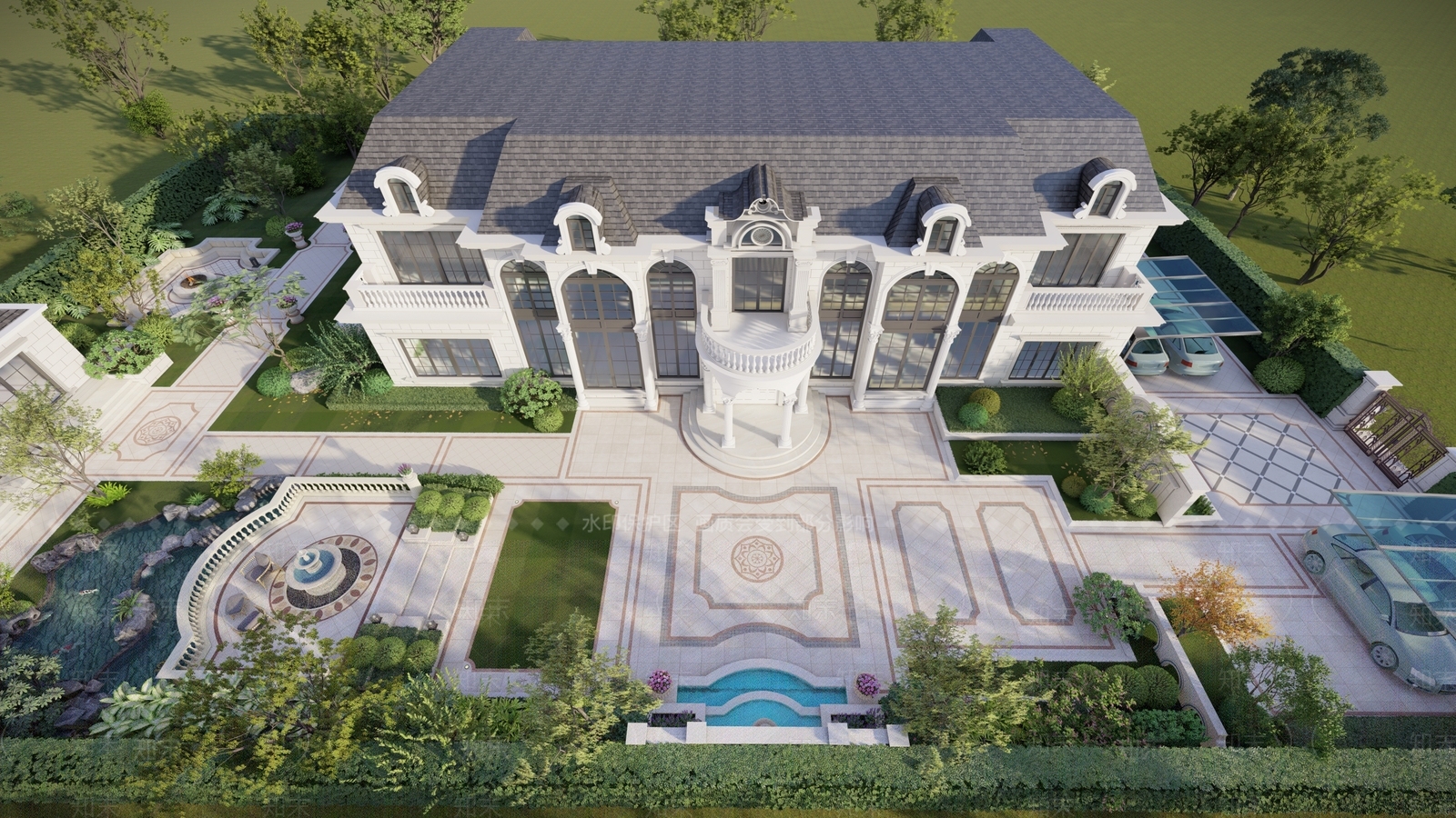 欧式简约庭院花园SU模型下载【ID:1141374144】