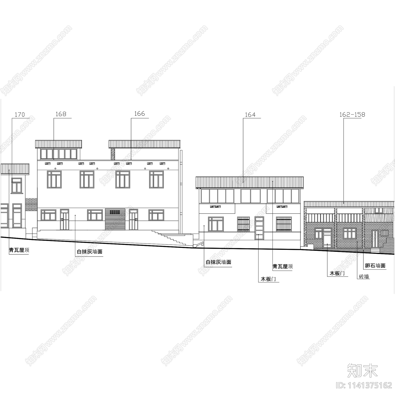 中式都江堰历史街区民居建筑测绘cad施工图下载【ID:1141375162】