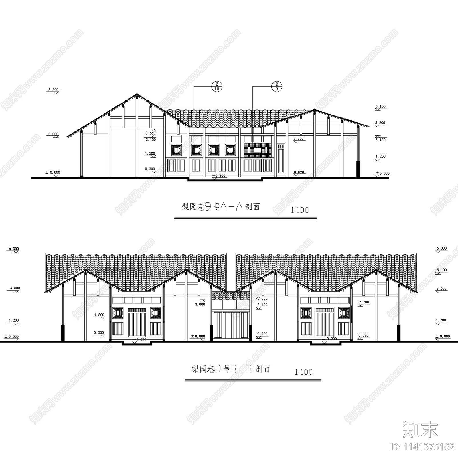 中式都江堰历史街区民居建筑测绘cad施工图下载【ID:1141375162】