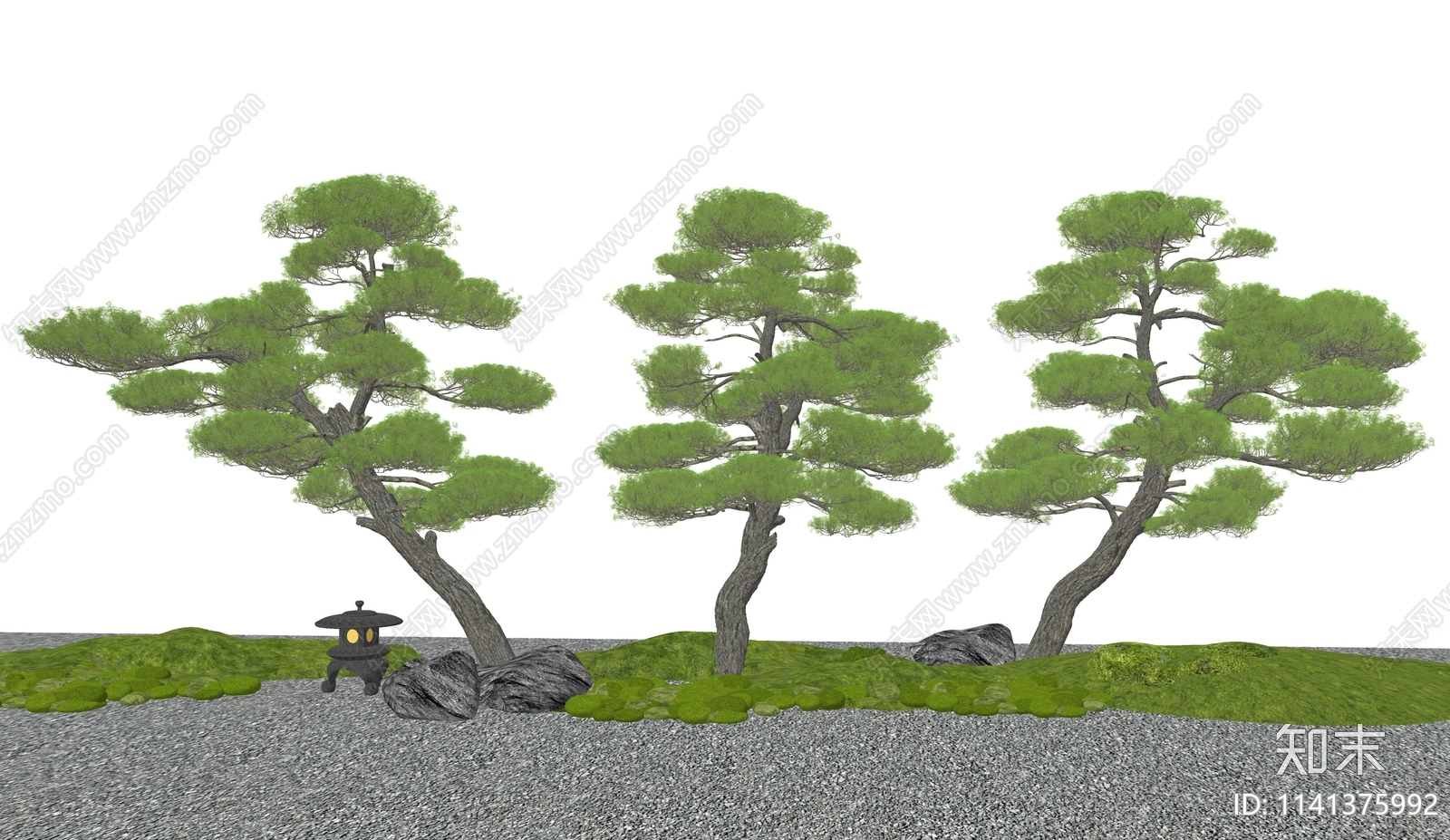 造景松树SU模型下载【ID:1141375992】_知末su模型网