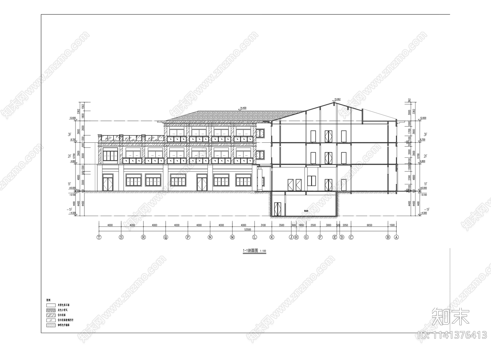 敬老院建筑cad施工图下载【ID:1141376413】