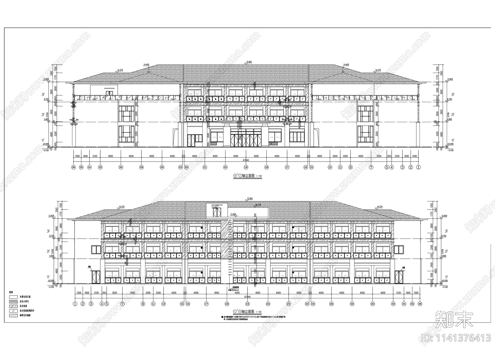 敬老院建筑cad施工图下载【ID:1141376413】