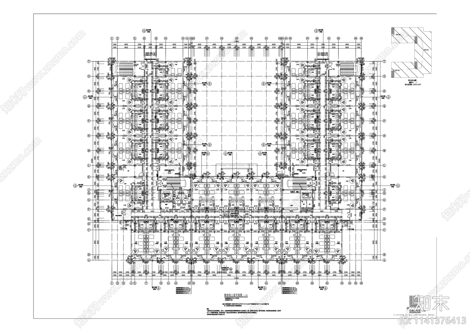 敬老院建筑cad施工图下载【ID:1141376413】