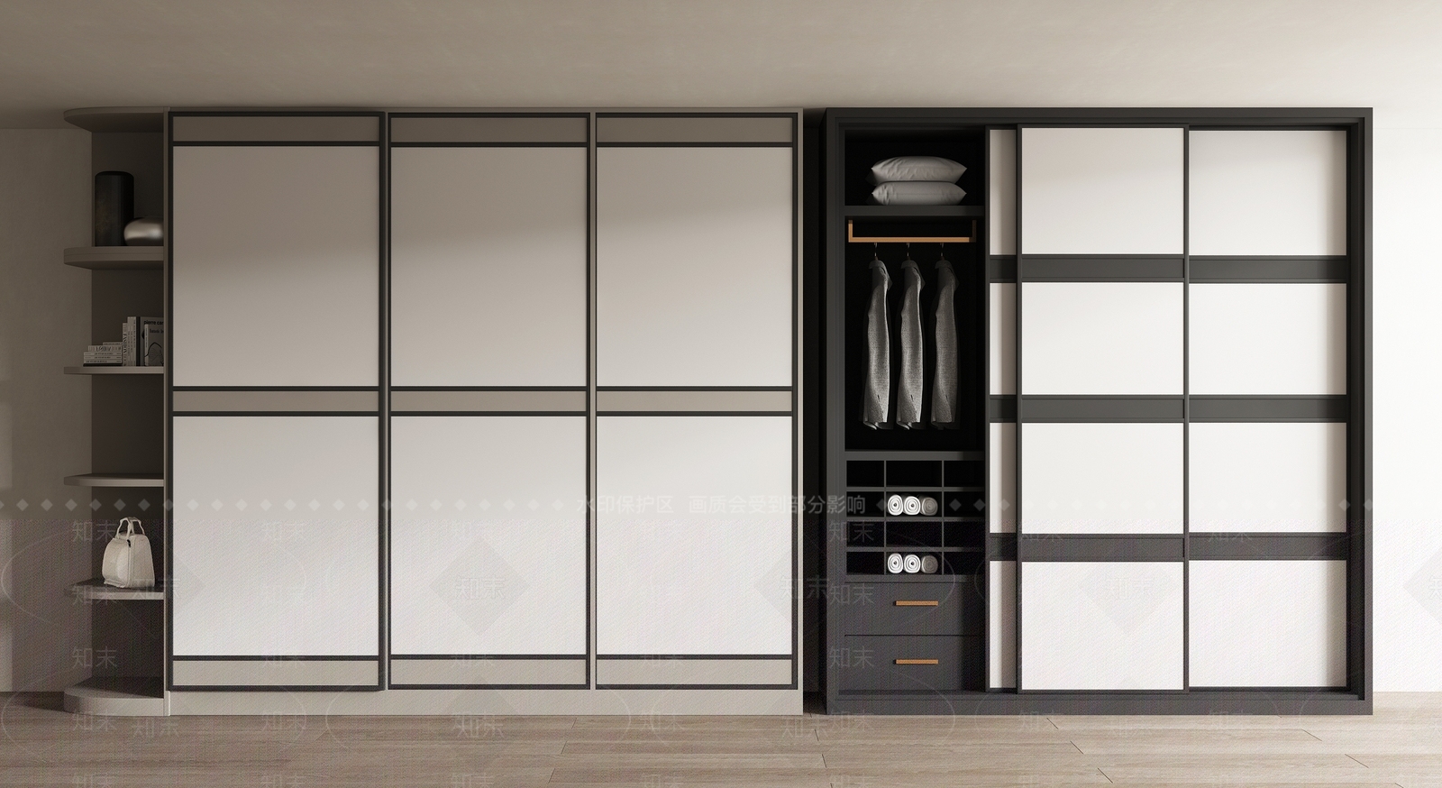 现代推拉门衣柜SU模型下载【ID:1141377128】