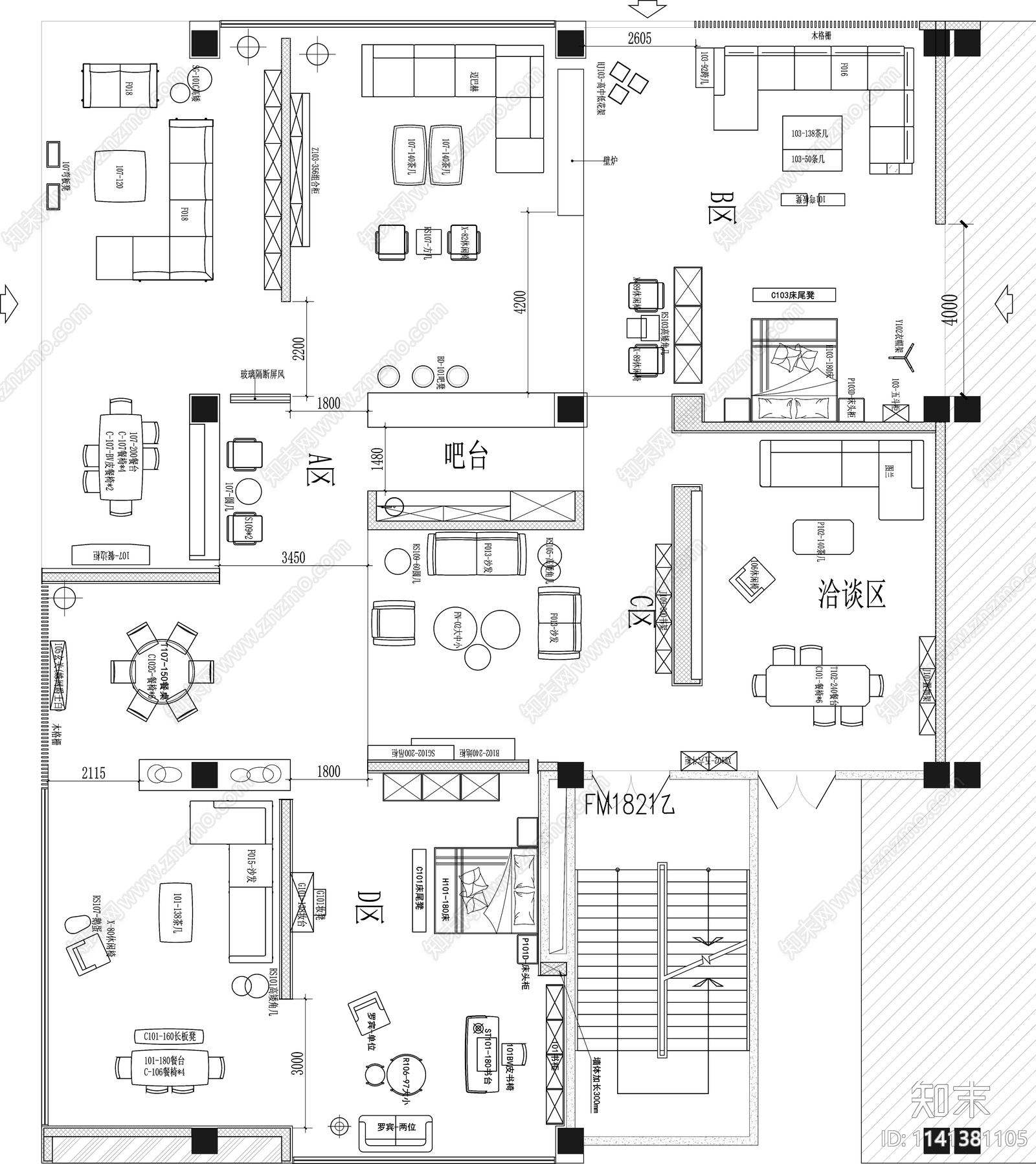 家具展厅平面布置图施工图下载【ID:1141381105】