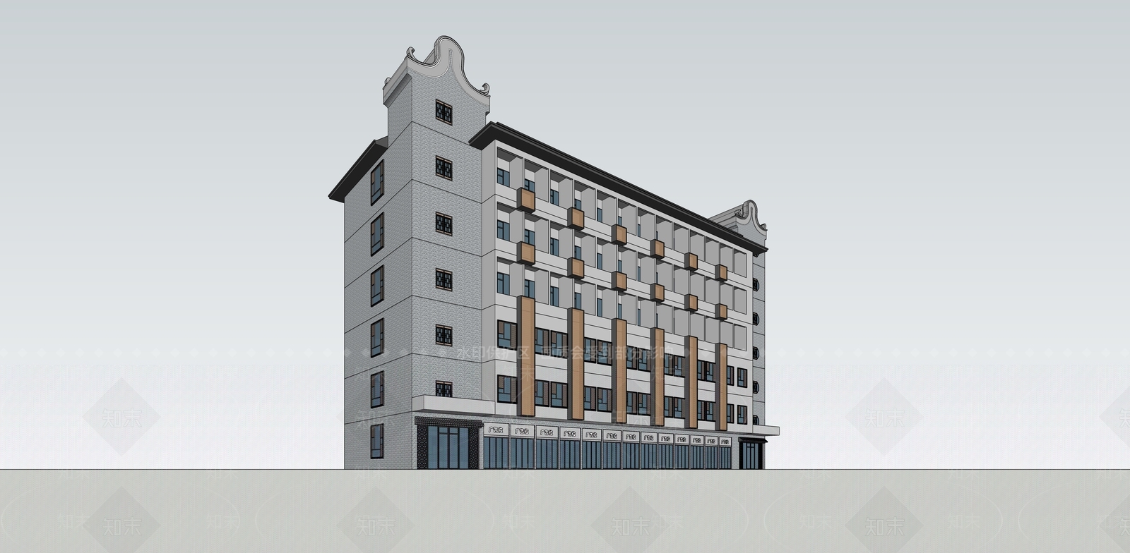 新中式商业多层SU模型下载【ID:1153422848】