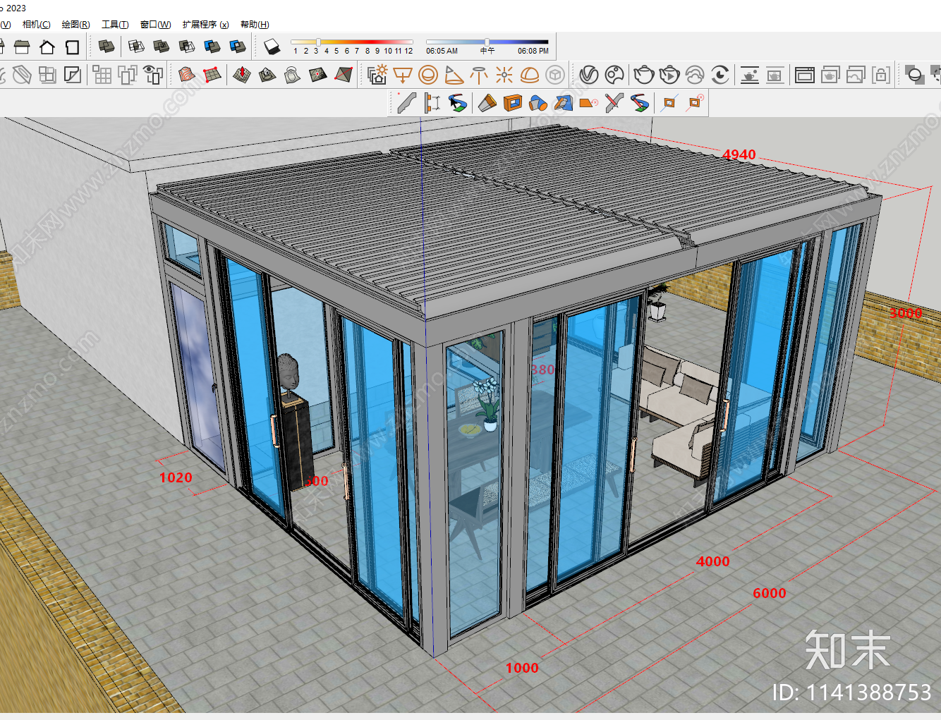 现代阳光房SU模型下载【ID:1141388753】
