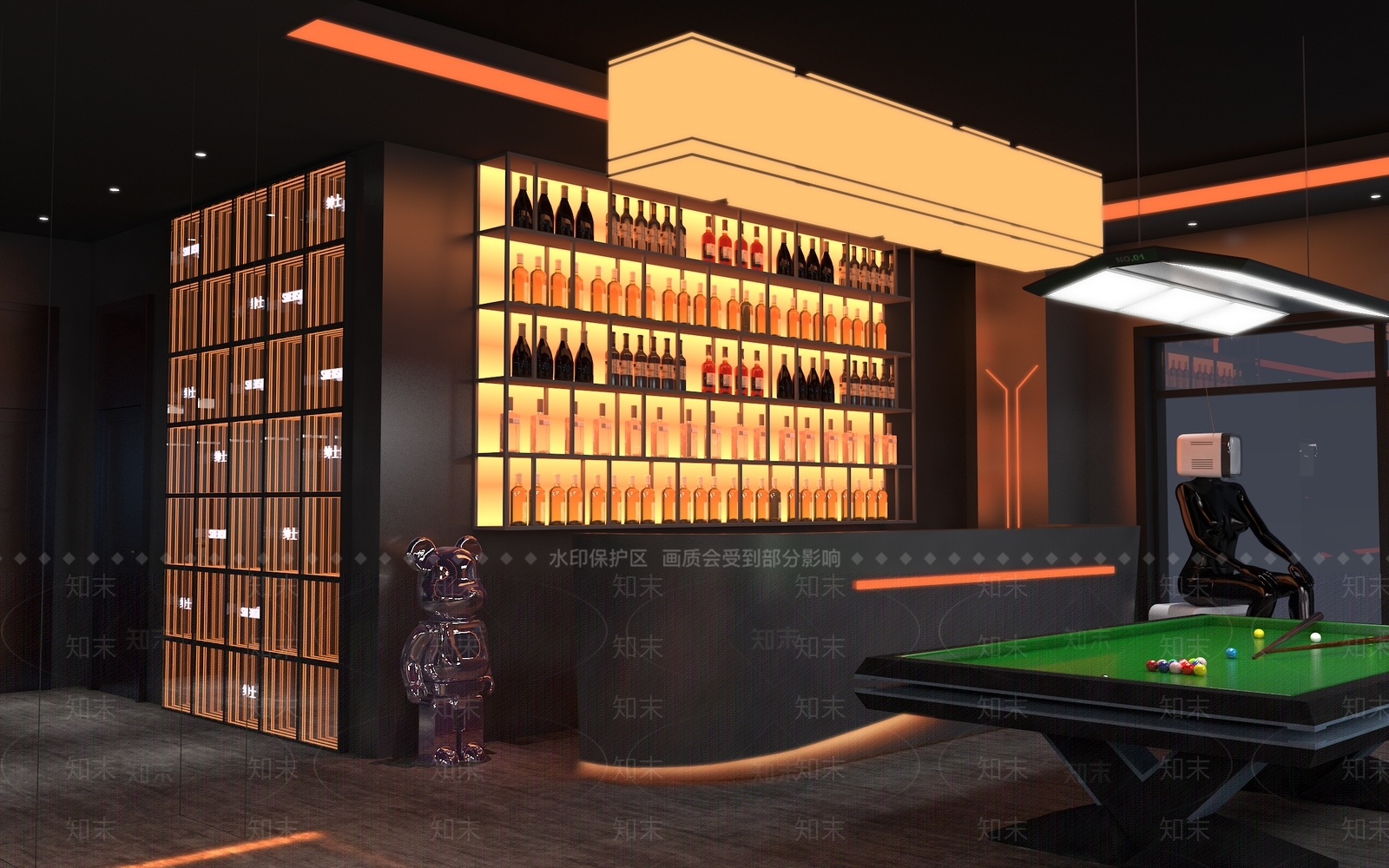 现代网红台球厅3D模型下载【ID:1141388902】