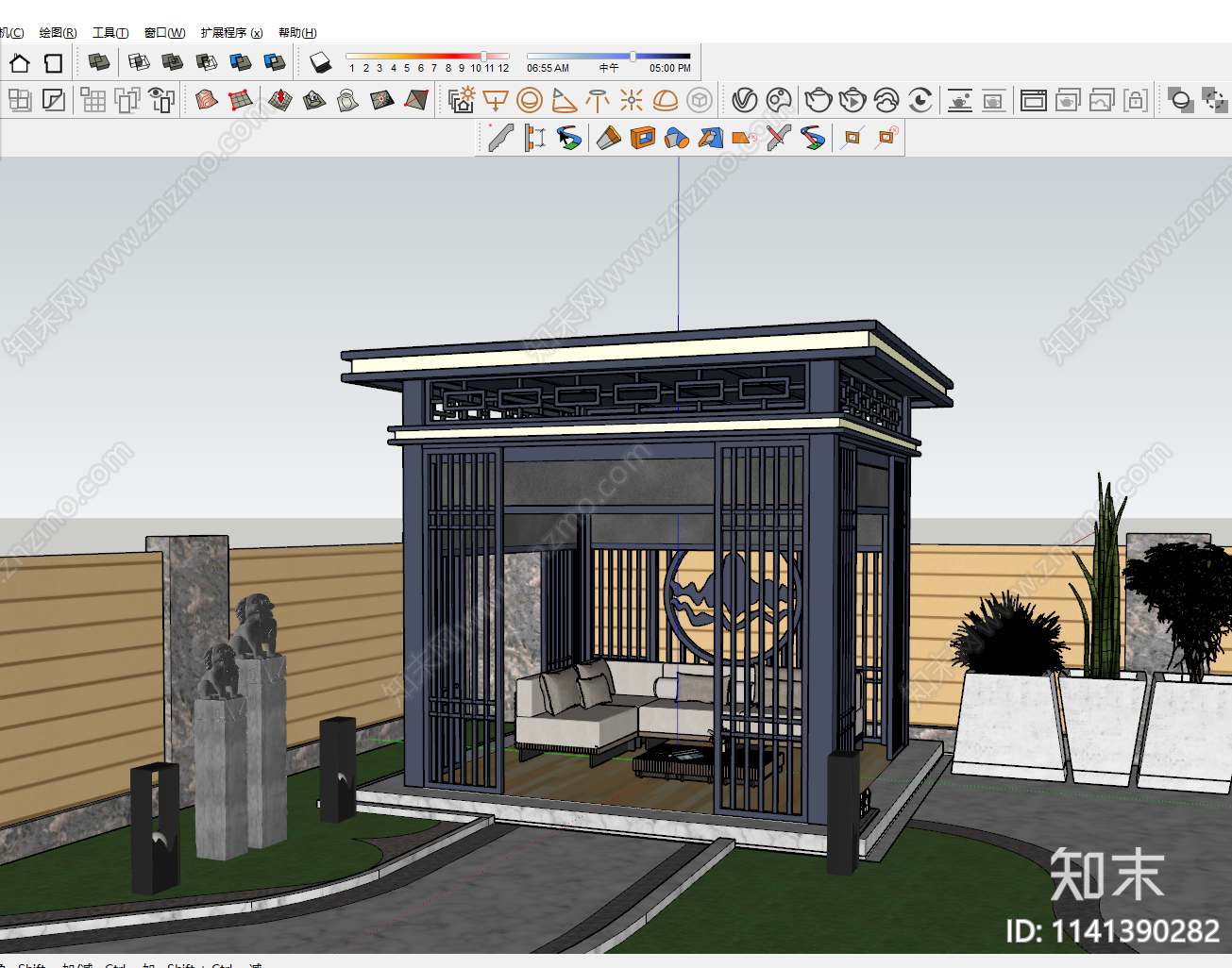 现代亭子SU模型下载【ID:1141390282】