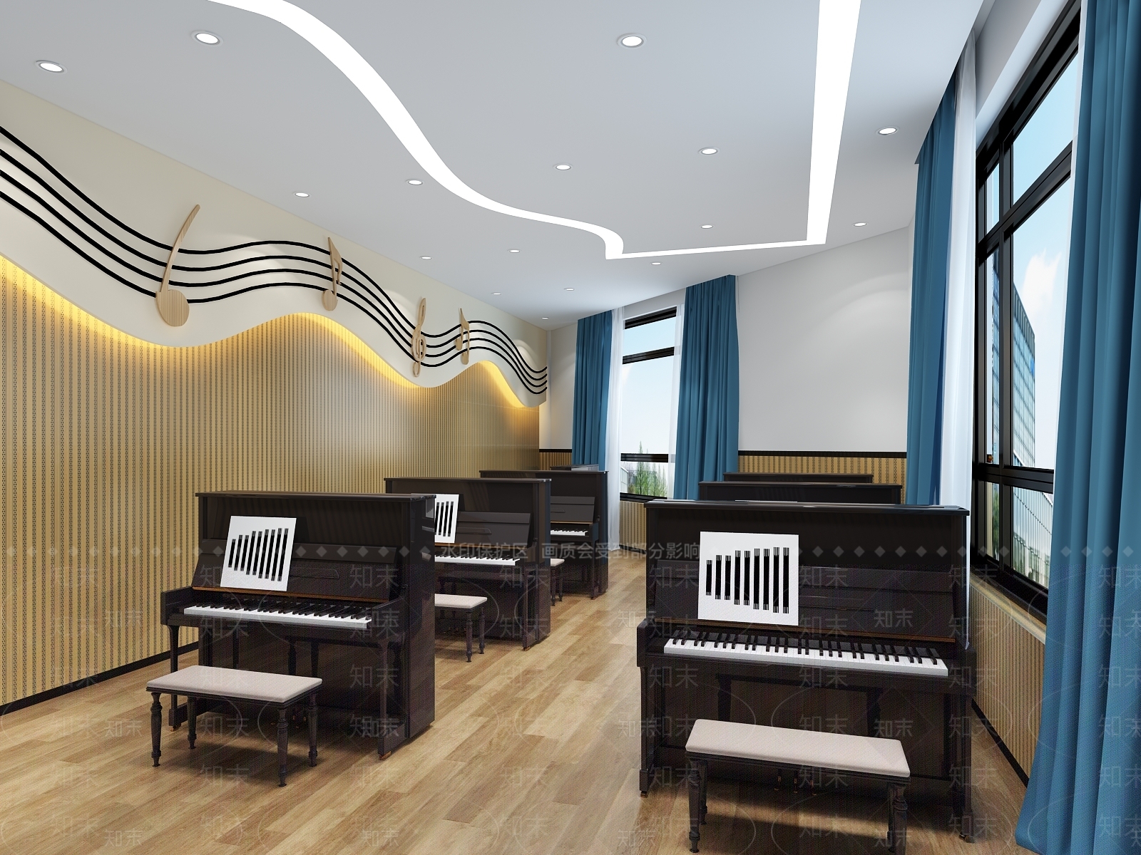 现代钢琴房3D模型下载【ID:1141394963】