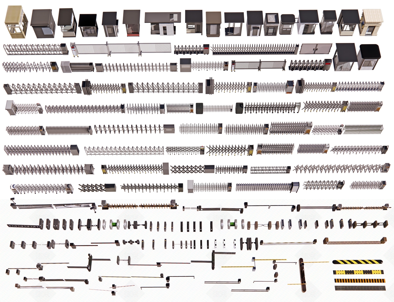现代伸缩门组合3D模型下载【ID:1141395575】