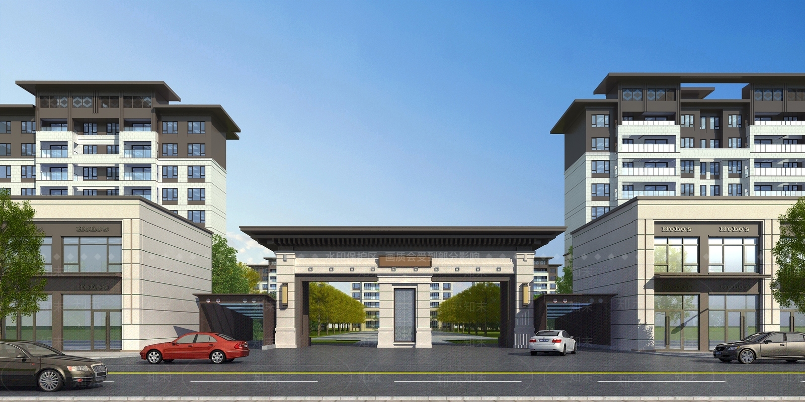新中式入口大门3D模型下载【ID:1141403510】