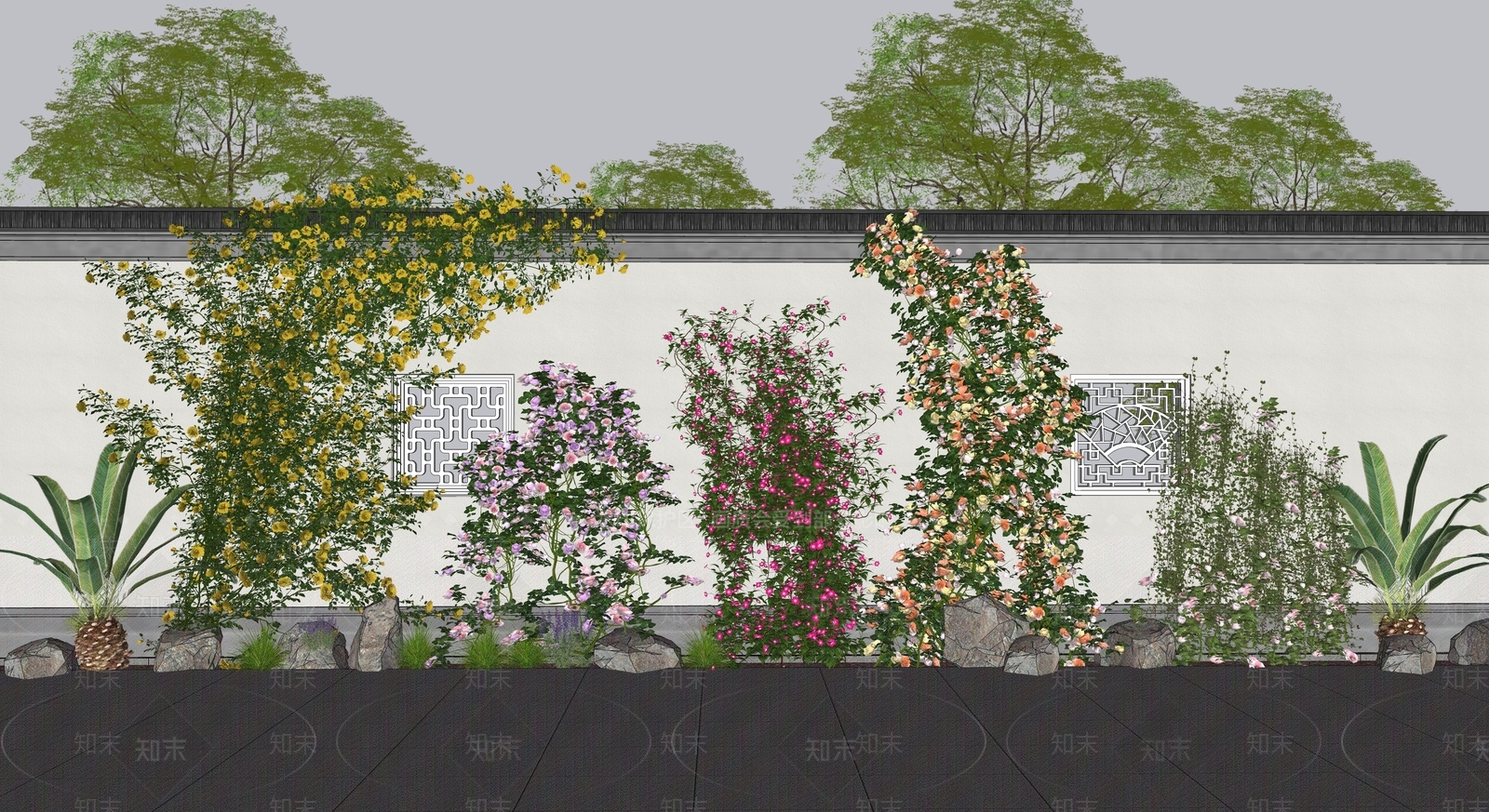 景观爬藤月季SU模型下载【ID:1141402536】