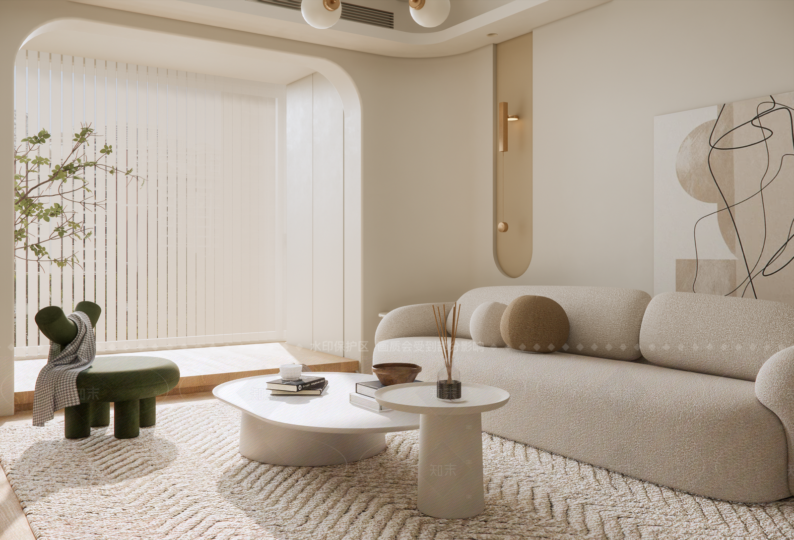 现代家居客厅SU模型下载【ID:1216023555】